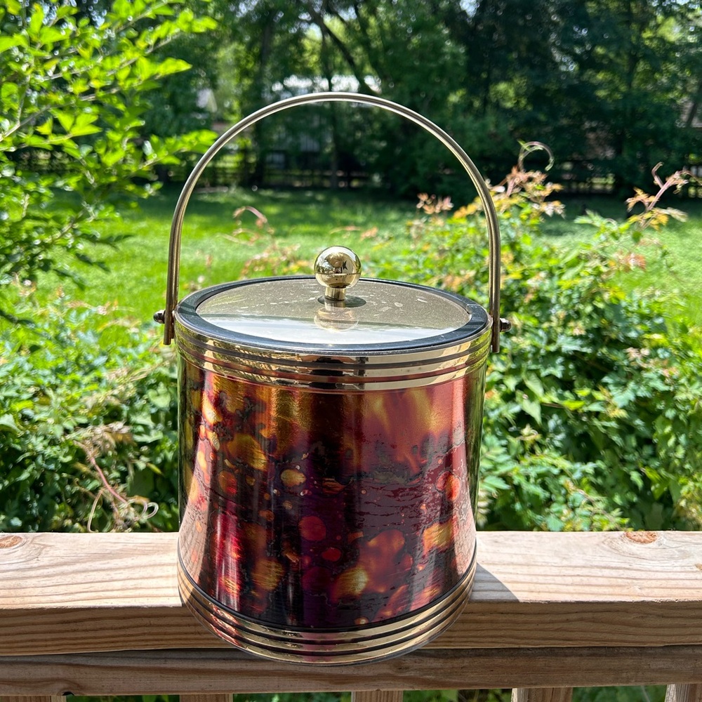 Elegant Gold and Brown Ice Bucket